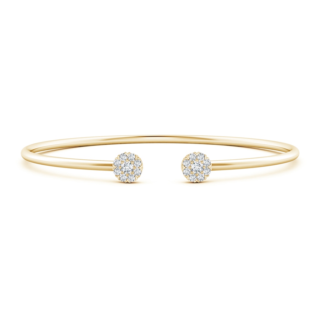 2.7mm GVS2 Diamond Halo Cluster Open Flex Bangle in Yellow Gold