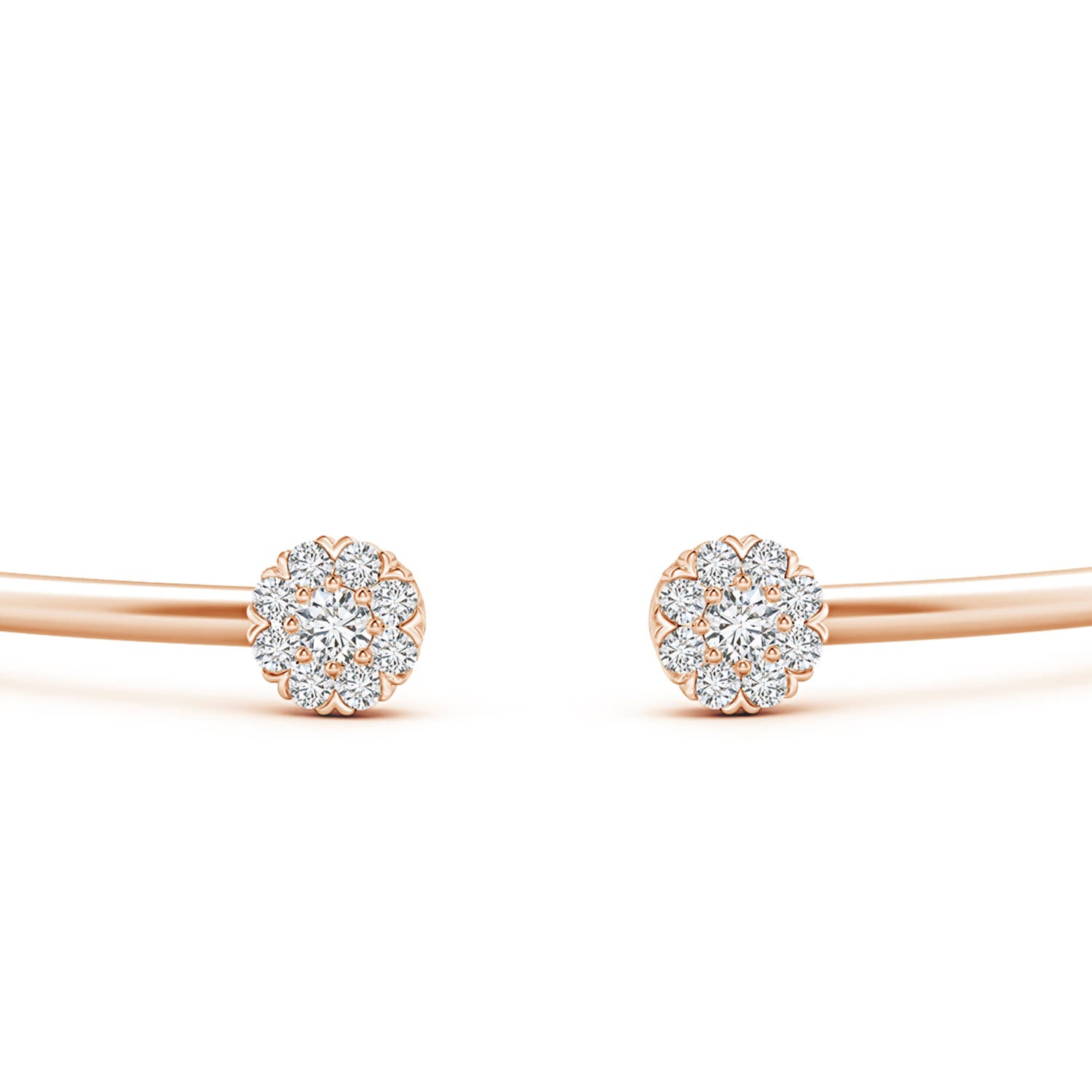 2.7mm HSI2 Diamond Halo Cluster Open Flex Bangle in Rose Gold