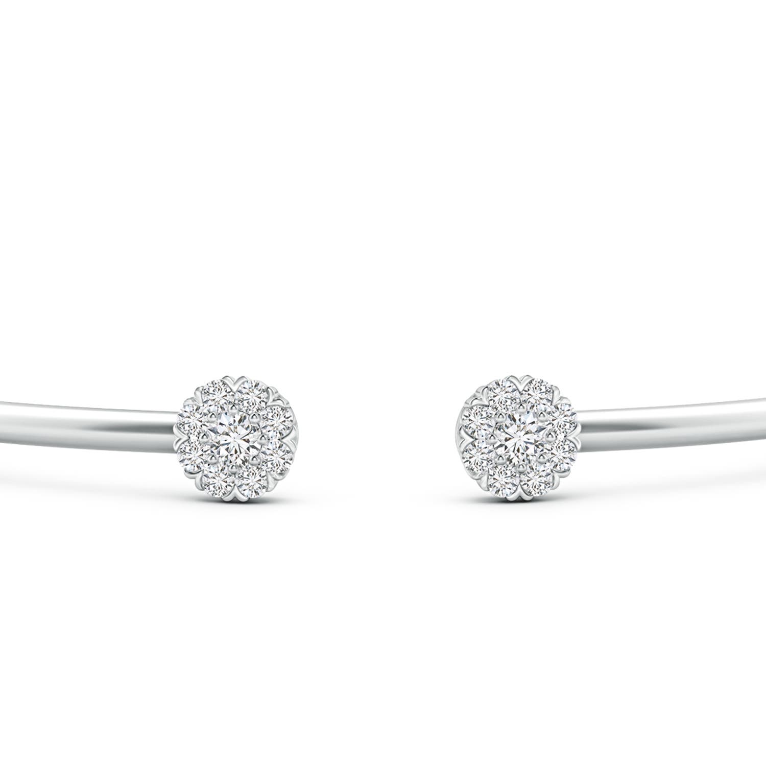 2.7mm HSI2 Diamond Halo Cluster Open Flex Bangle in White Gold - side 2