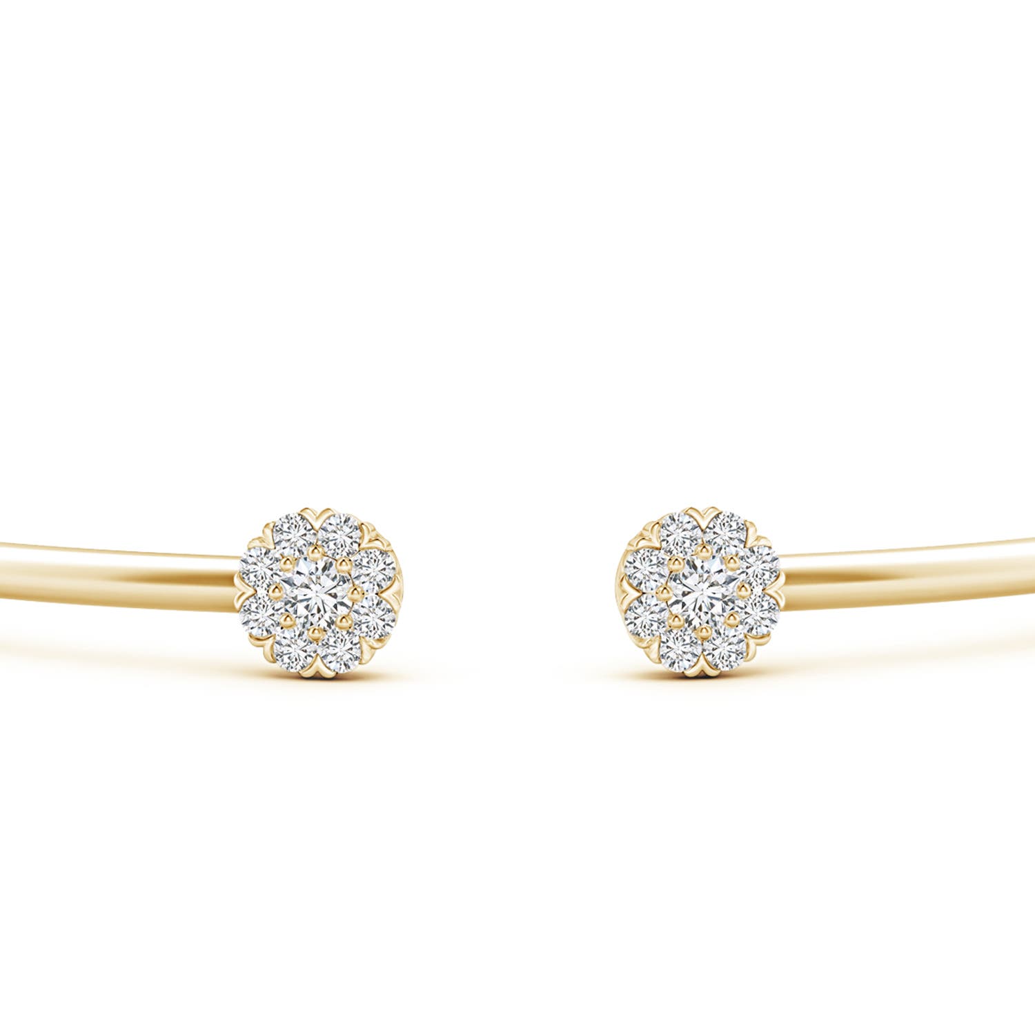 2.7mm HSI2 Diamond Halo Cluster Open Flex Bangle in Yellow Gold