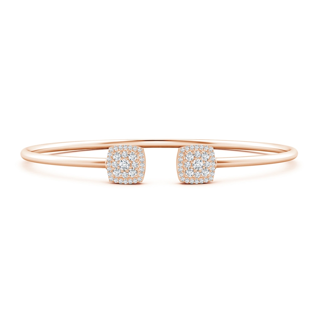 2.5mm GVS2 Round Diamond Cushion Halo Open Flex Bangle in Rose Gold