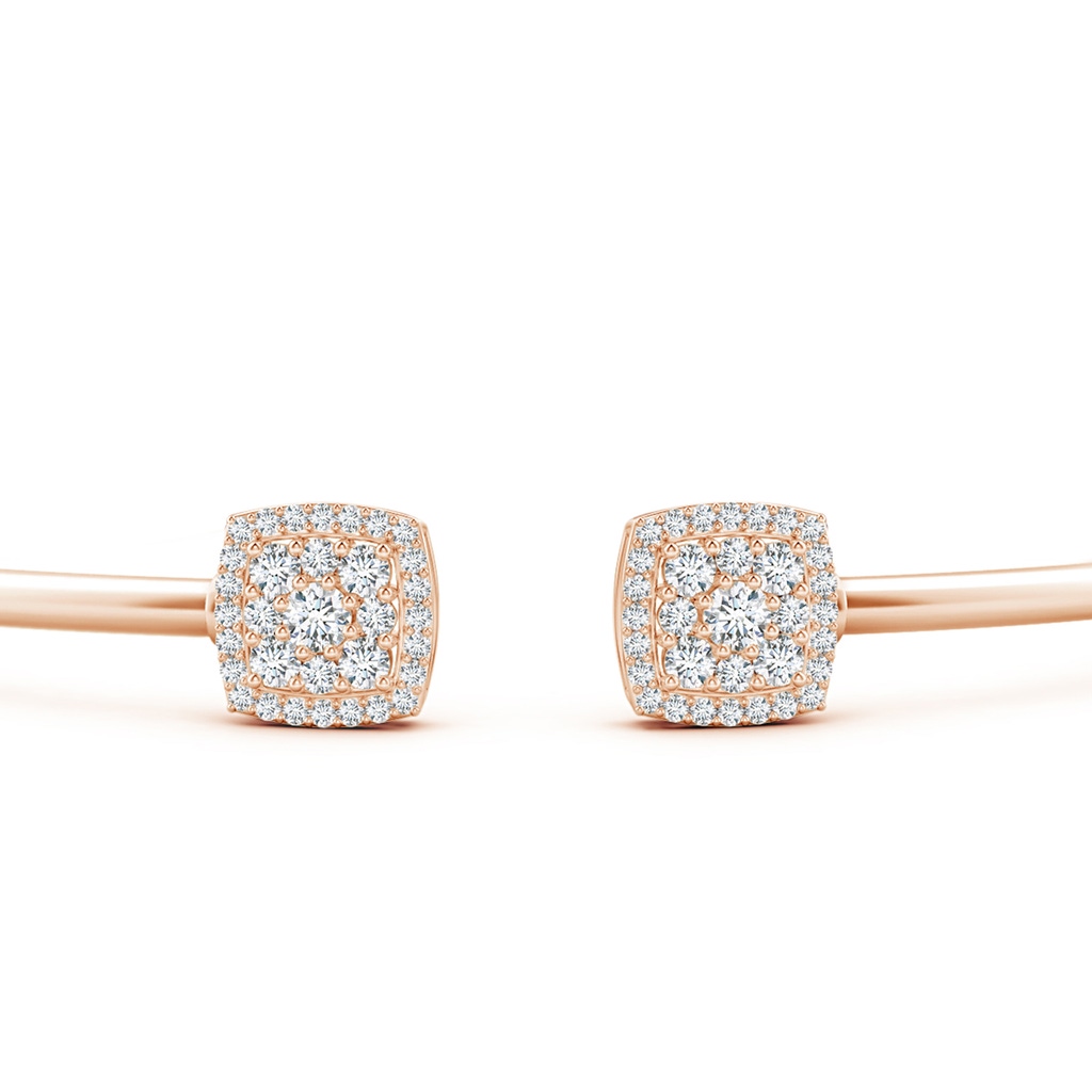 2.5mm GVS2 Round Diamond Cushion Halo Open Flex Bangle in Rose Gold - side 199