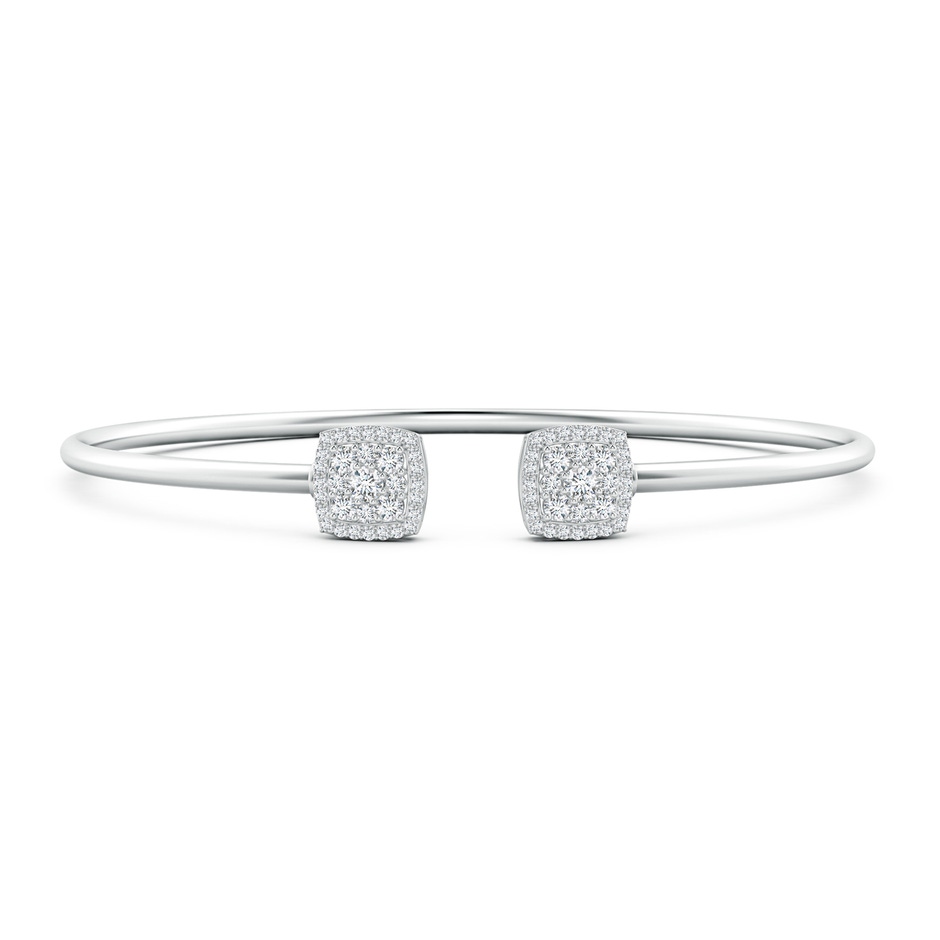 2.5mm GVS2 Round Diamond Cushion Halo Open Flex Bangle in White Gold 