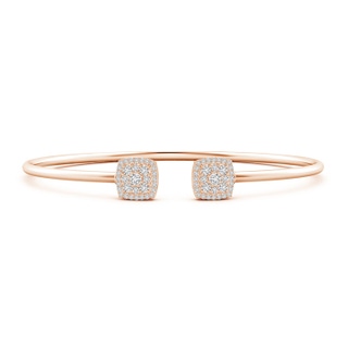 2.5mm HSI2 Round Diamond Cushion Halo Open Flex Bangle in Rose Gold