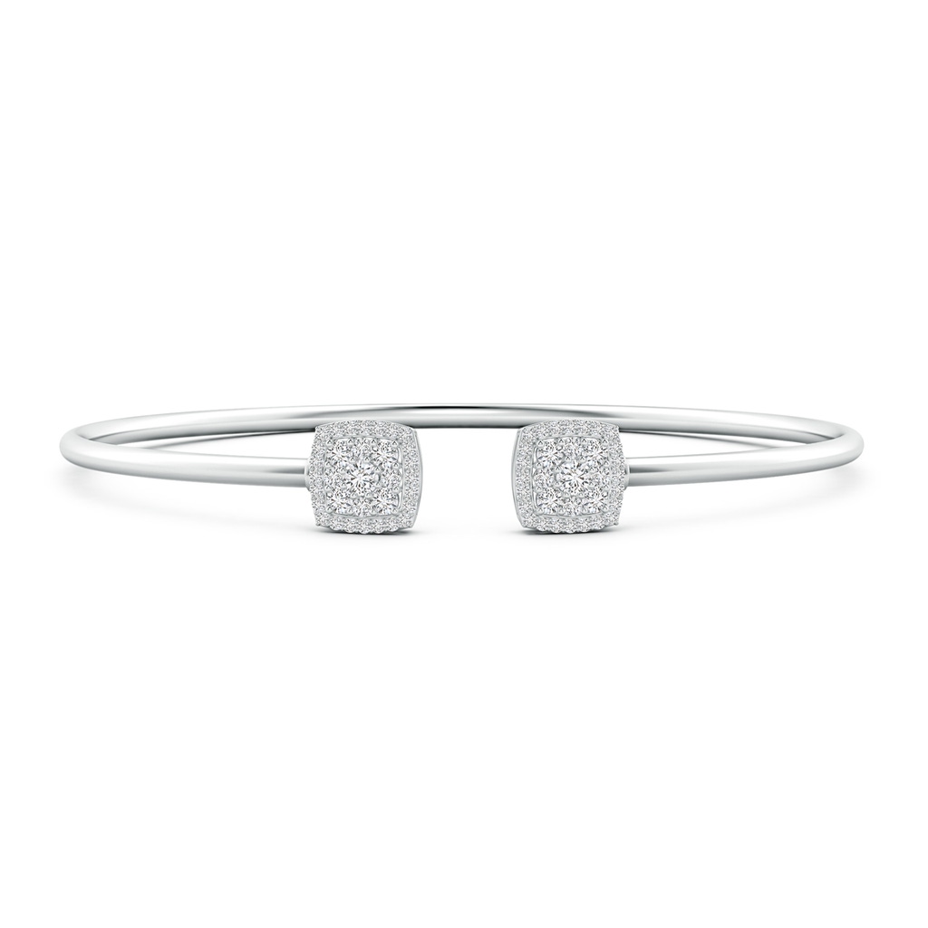 2.5mm HSI2 Round Diamond Cushion Halo Open Flex Bangle in White Gold