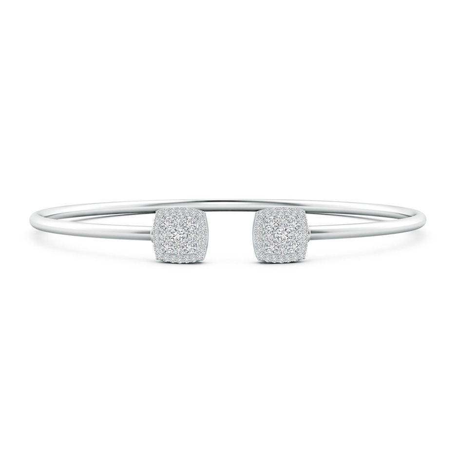 2.5mm HSI2 Round Diamond Cushion Halo Open Flex Bangle in White Gold 