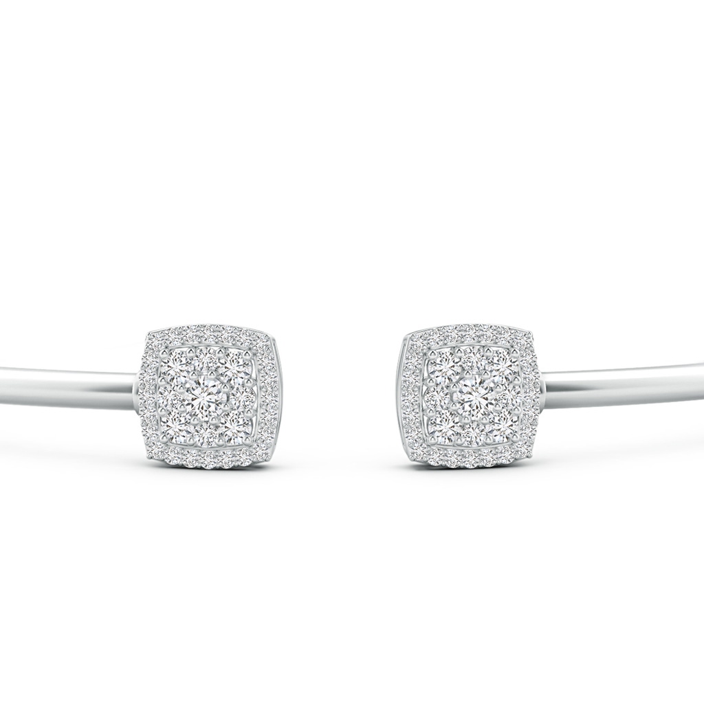 2.5mm HSI2 Round Diamond Cushion Halo Open Flex Bangle in White Gold - side 199