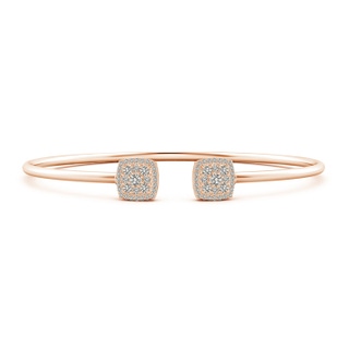 2.5mm KI3 Round Diamond Cushion Halo Open Flex Bangle in Rose Gold