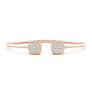 3mm GVS2 Round Diamond Cushion Halo Open Flex Bangle in Rose Gold