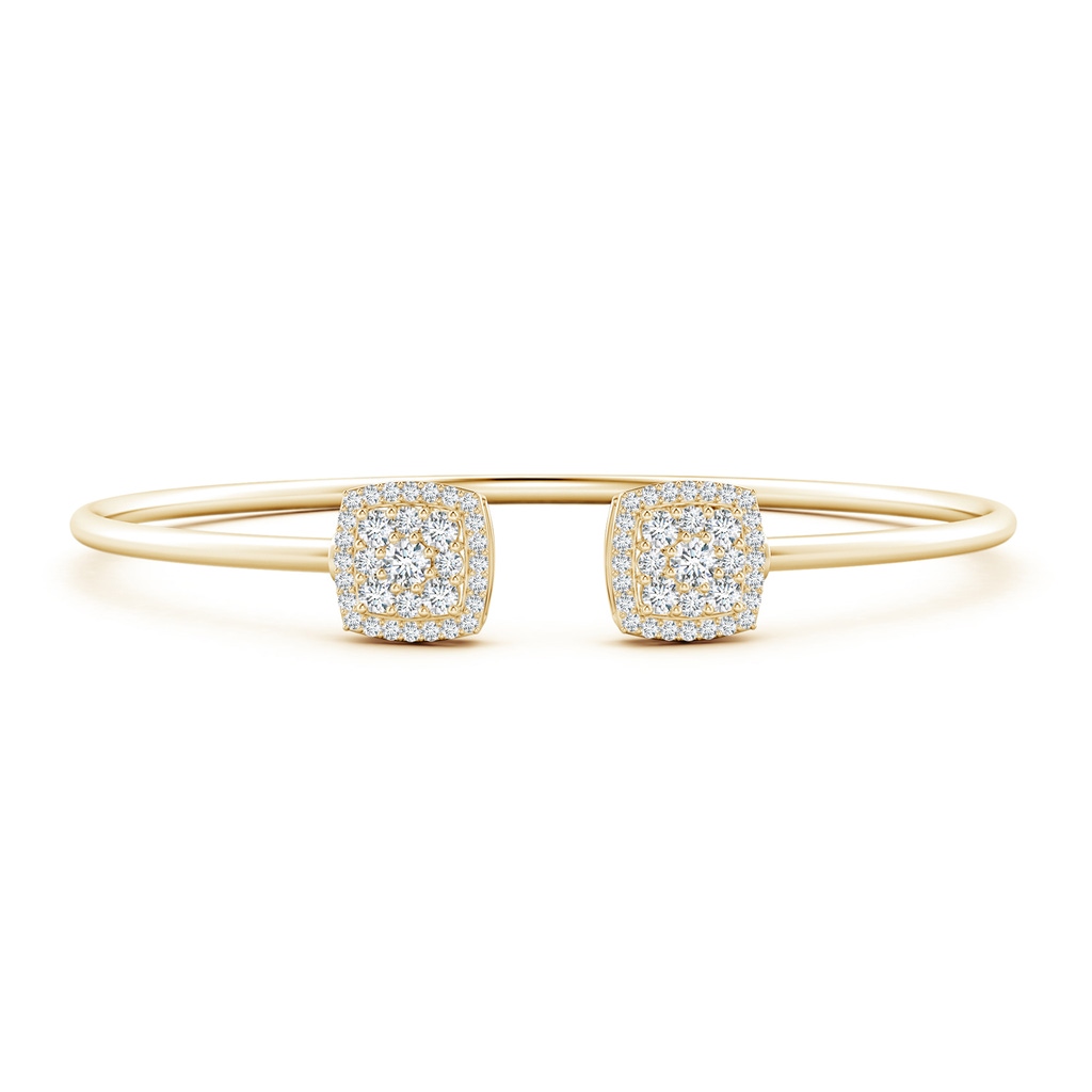 3mm GVS2 Round Diamond Cushion Halo Open Flex Bangle in Yellow Gold