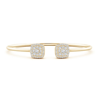 3mm GVS2 Round Diamond Cushion Halo Open Flex Bangle in Yellow Gold