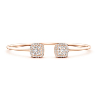 3mm HSI2 Round Diamond Cushion Halo Open Flex Bangle in Rose Gold