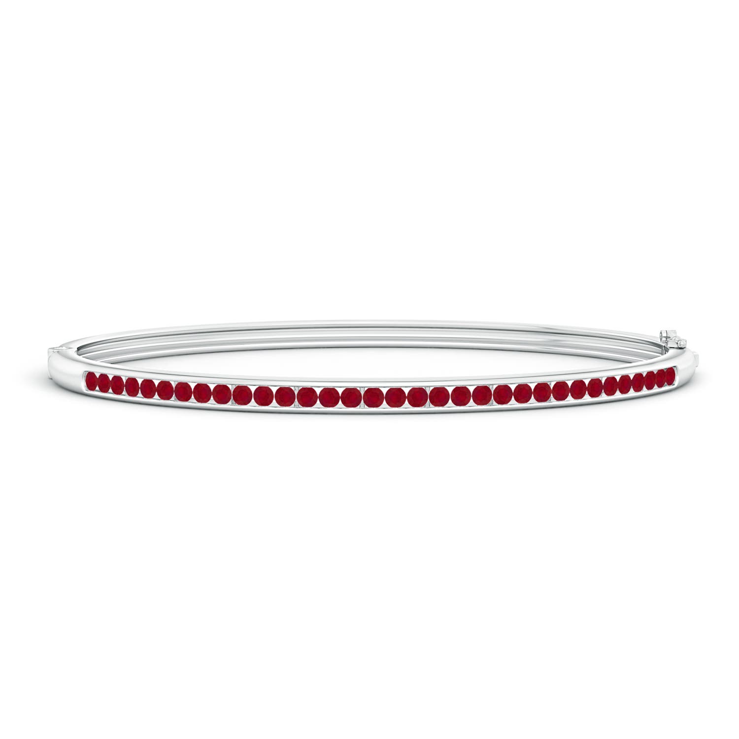 2mm AA Classic Channel-Set Round Ruby Bangle in White Gold
