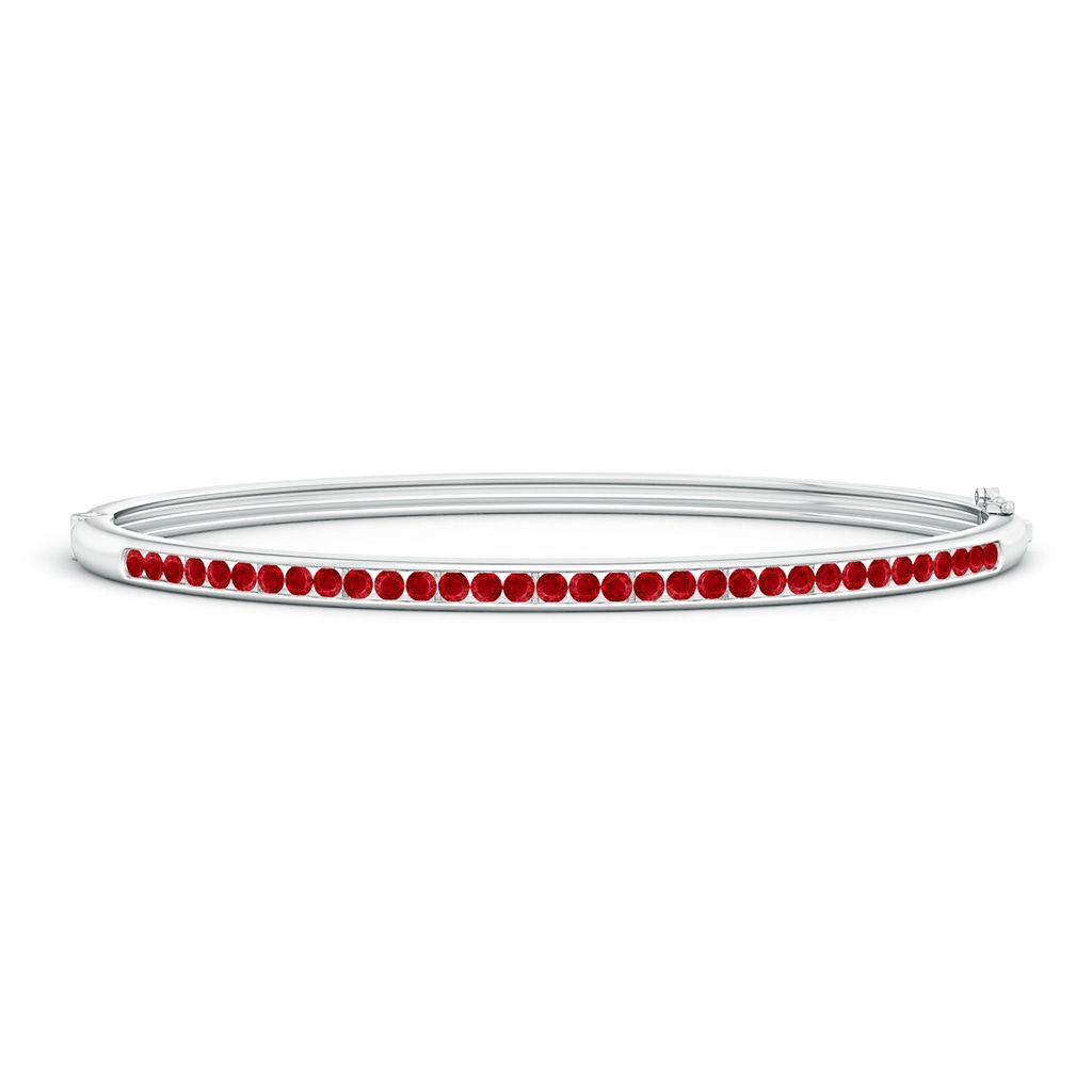 2mm AAA Classic Channel-Set Round Ruby Bangle in White Gold