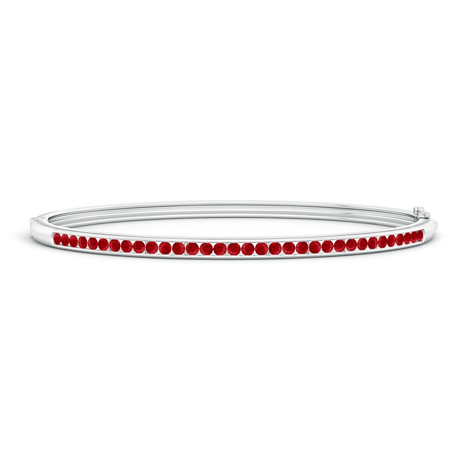 2mm AAA Classic Channel-Set Round Ruby Bangle in White Gold 