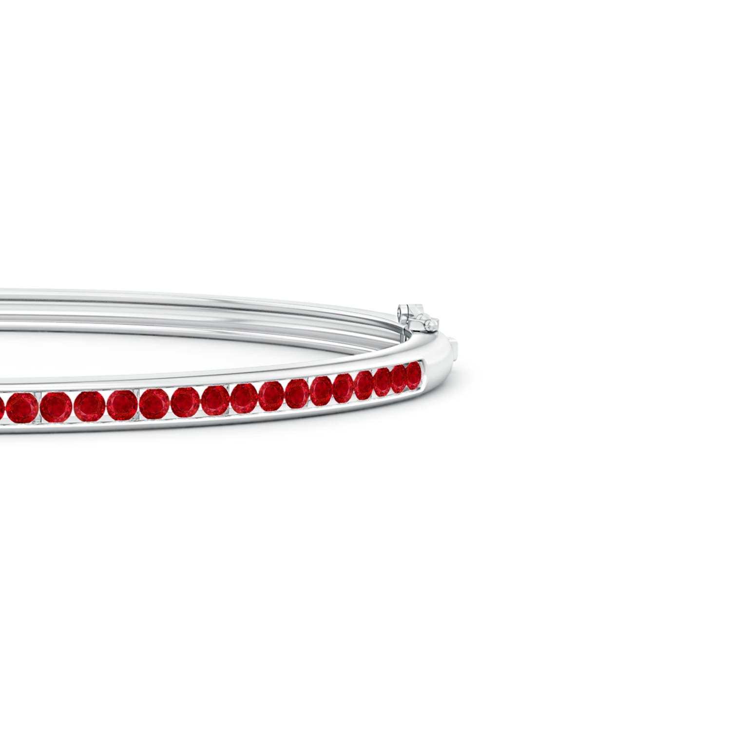 2mm AAA Classic Channel-Set Round Ruby Bangle in White Gold - side 2