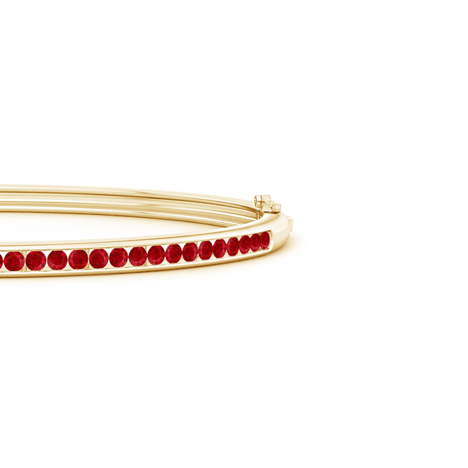 2mm AAA Classic Channel-Set Round Ruby Bangle in Yellow Gold - side 2