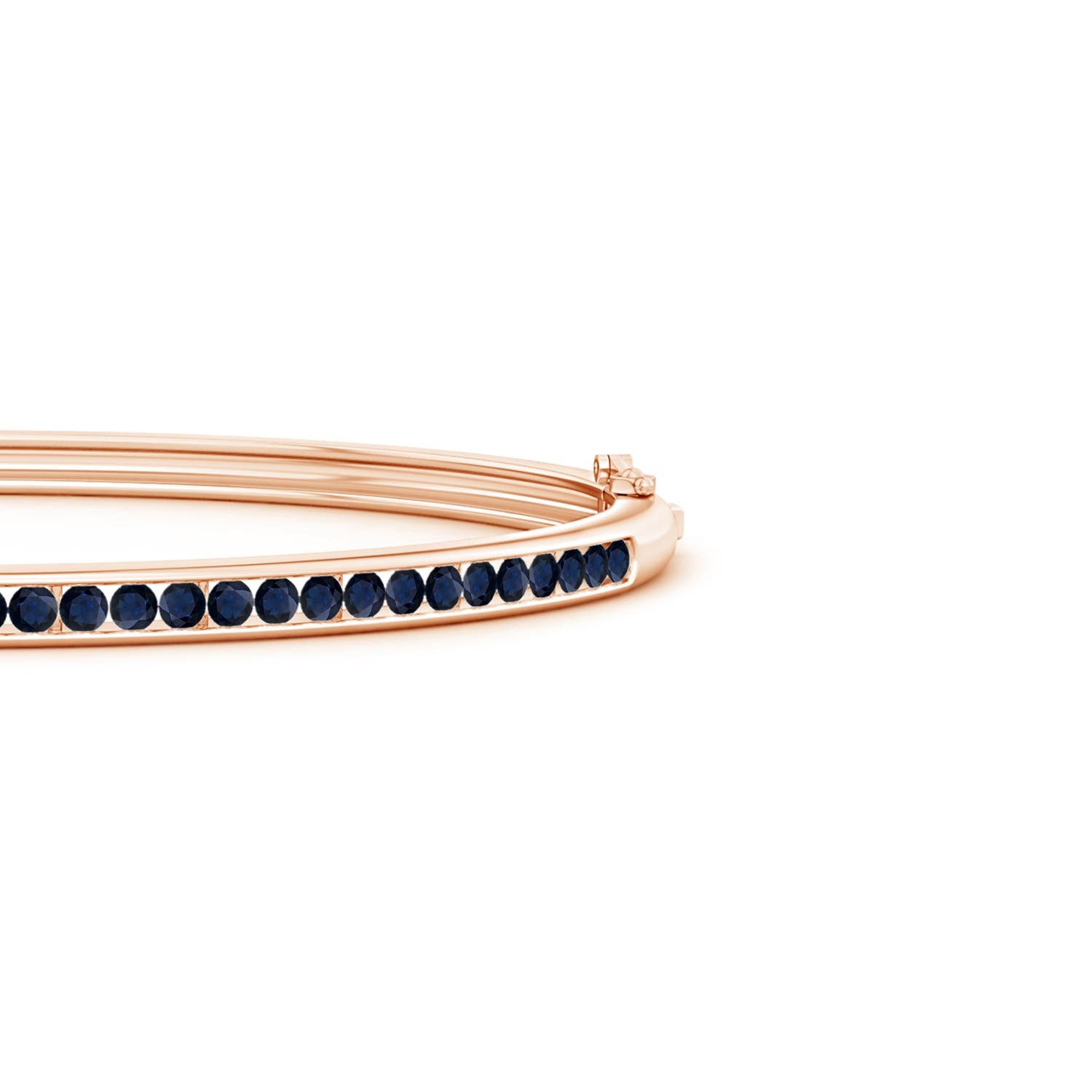 2mm A Classic Channel-Set Round Blue Sapphire Bangle in Rose Gold