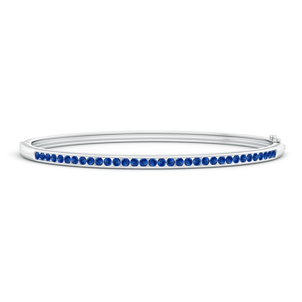 2mm AAA Classic Channel-Set Round Blue Sapphire Bangle in White Gold