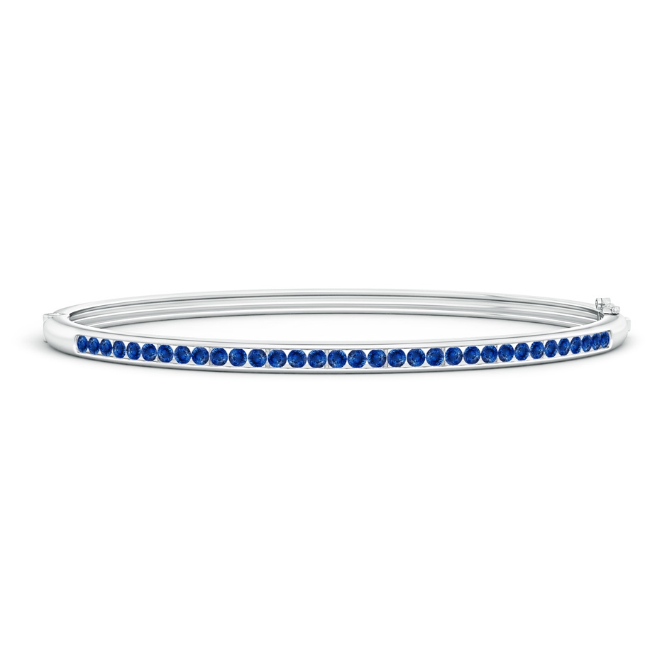 2mm AAA Classic Channel-Set Round Blue Sapphire Bangle in White Gold 