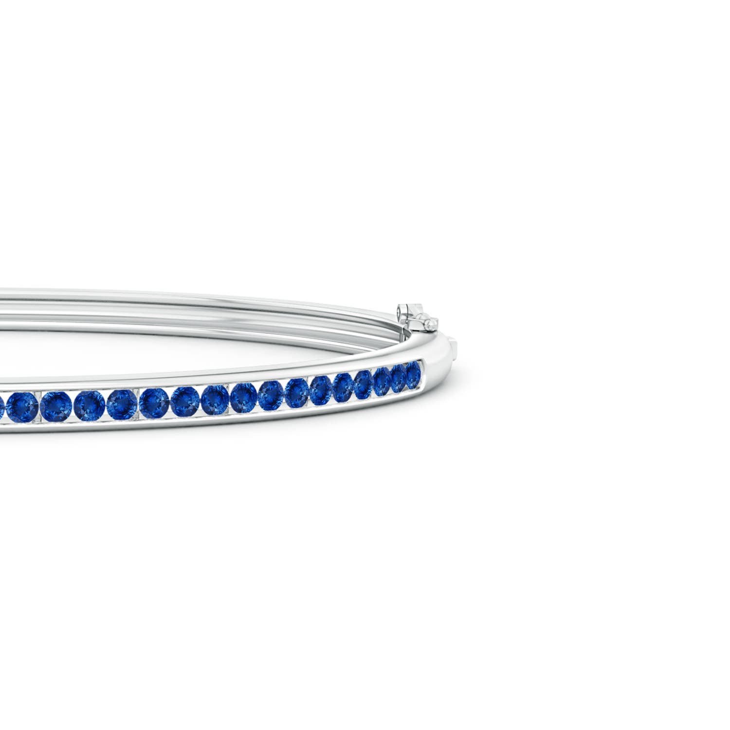 2mm AAA Classic Channel-Set Round Blue Sapphire Bangle in White Gold - side 2