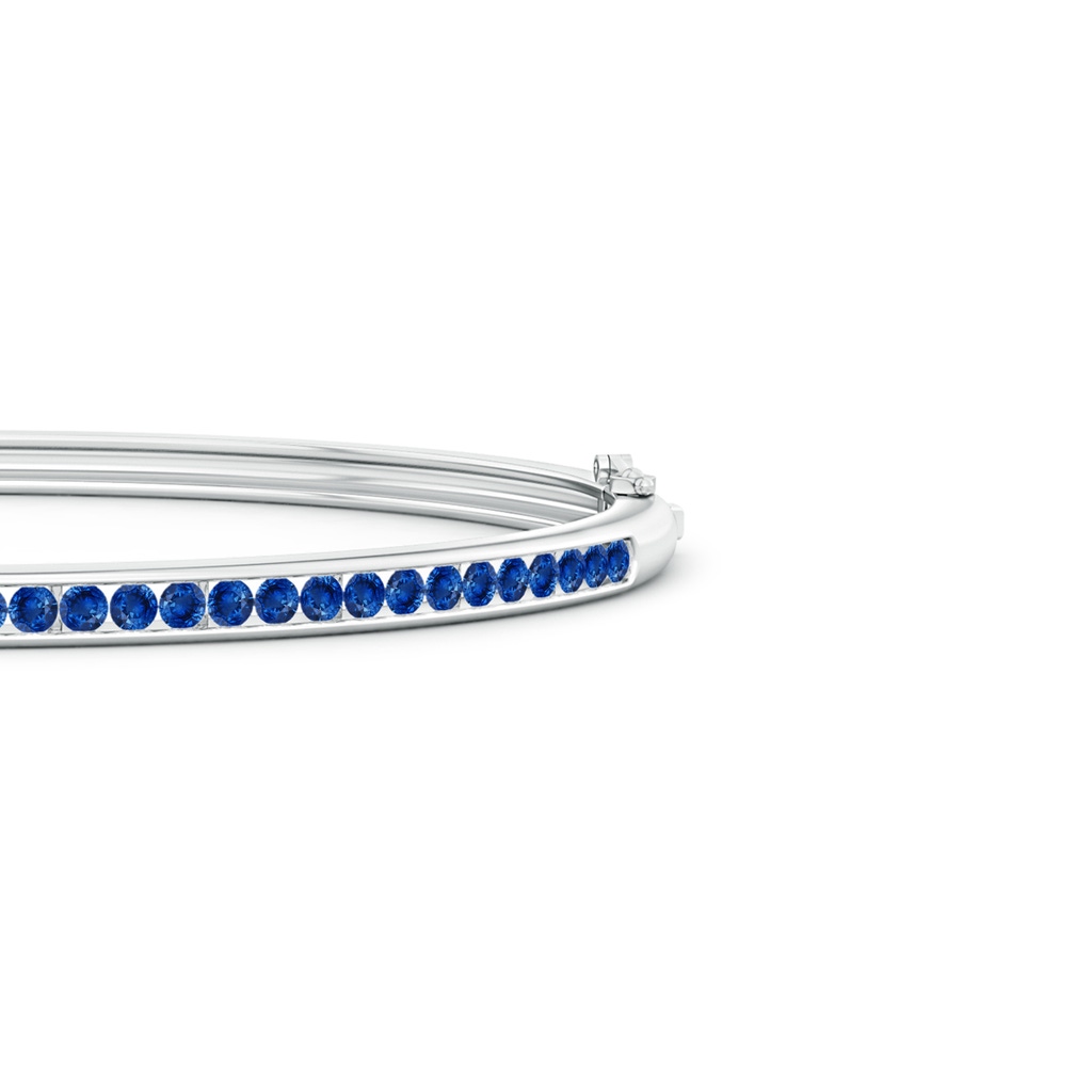 2mm AAA Classic Channel-Set Round Blue Sapphire Bangle in White Gold Side 199