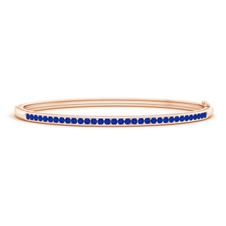 2mm AAAA Classic Channel-Set Round Blue Sapphire Bangle in 9K Rose Gold