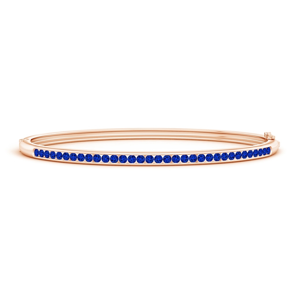 2mm AAAA Classic Channel-Set Round Blue Sapphire Bangle in Rose Gold