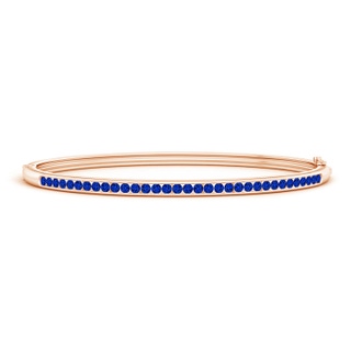 2mm AAAA Classic Channel-Set Round Blue Sapphire Bangle in Rose Gold