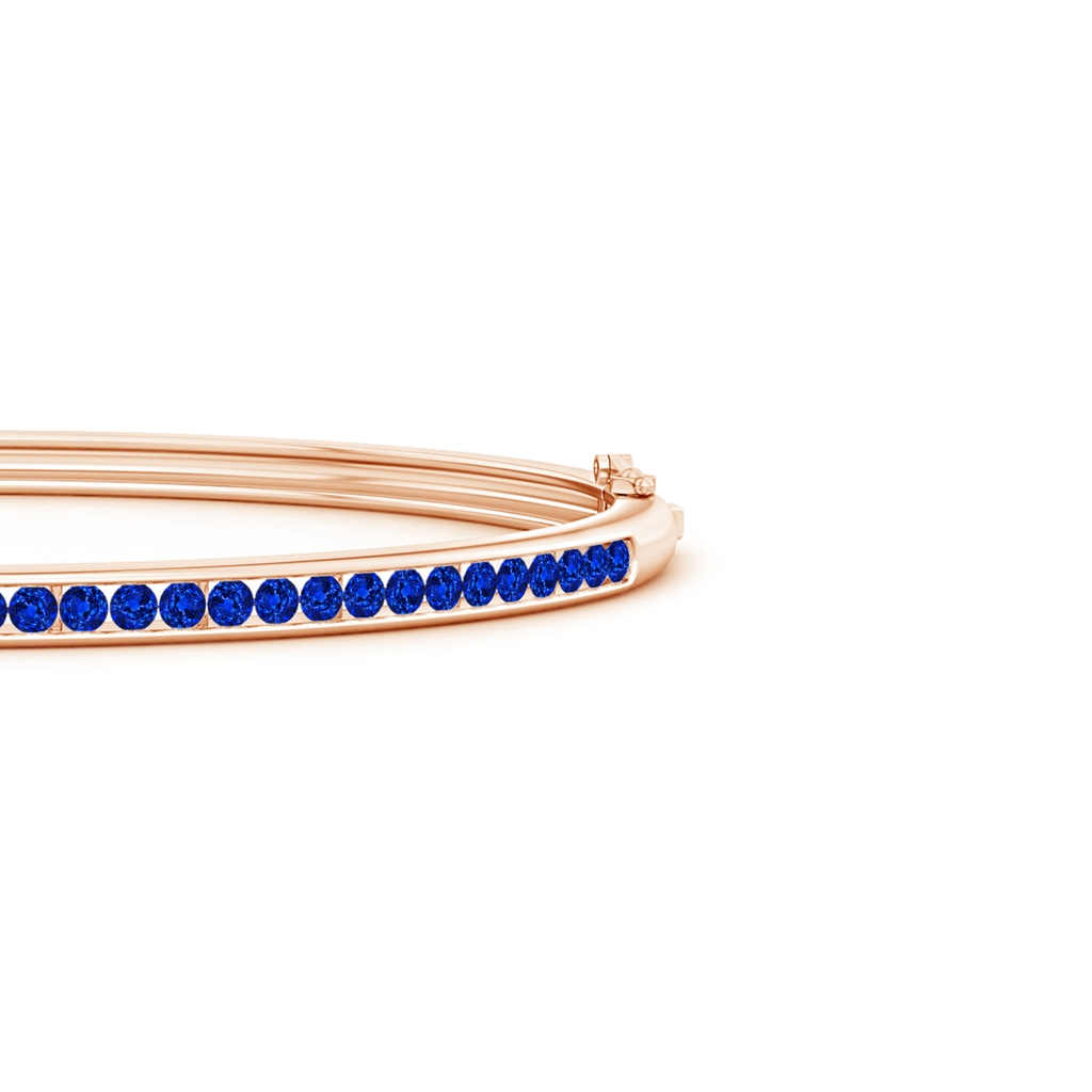 2mm AAAA Classic Channel-Set Round Blue Sapphire Bangle in Rose Gold - side 199