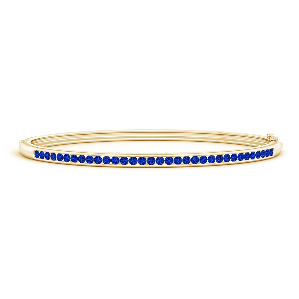 2mm AAAA Classic Channel-Set Round Blue Sapphire Bangle in Yellow Gold