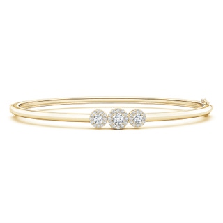 3.5mm GVS2 Graduating Round Triple Diamond Halo Bangle  in Yellow Gold