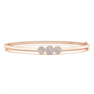 3.5mm IJI1I2 Graduating Round Triple Diamond Halo Bangle  in 9K Rose Gold