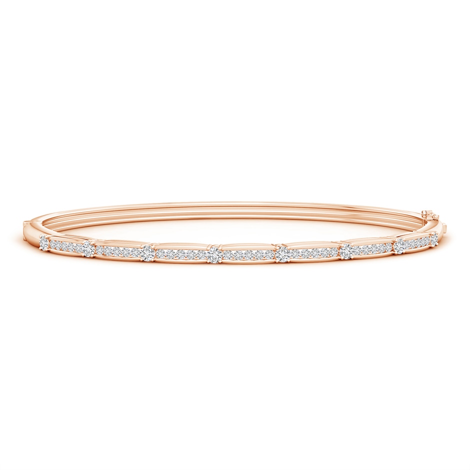 2.2mm HSI2 Channel-Set Diamond Bangle Bracelet with Hinged Clip in Rose Gold 