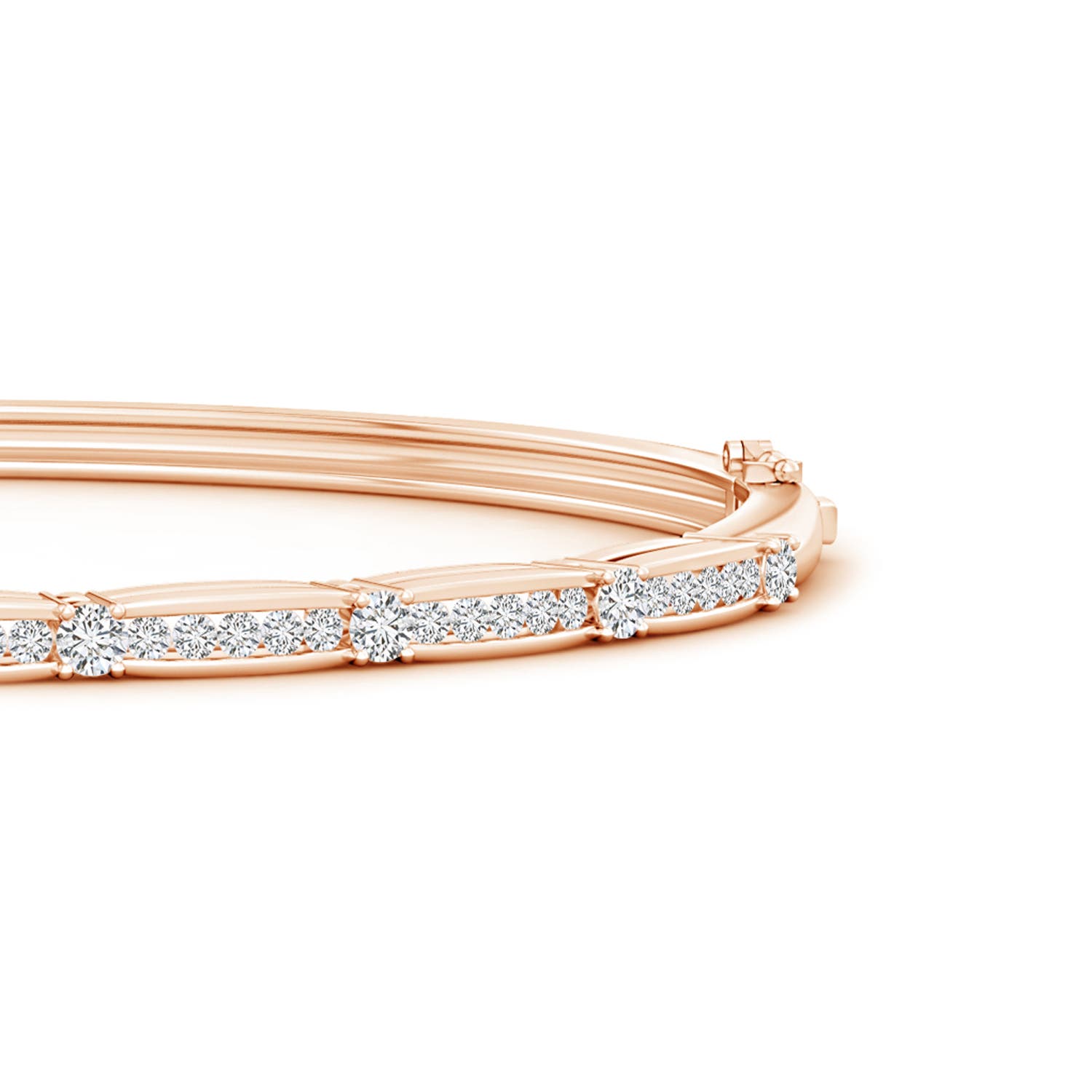 Channel-Set Diamond Bangle Bracelet with Hinged Clip