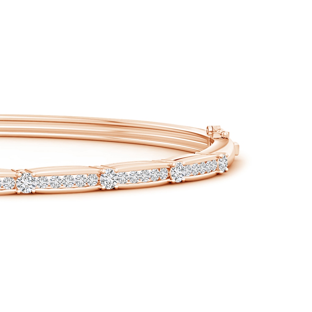 2.2mm HSI2 Channel-Set Diamond Bangle Bracelet with Hinged Clip in Rose Gold Side-1