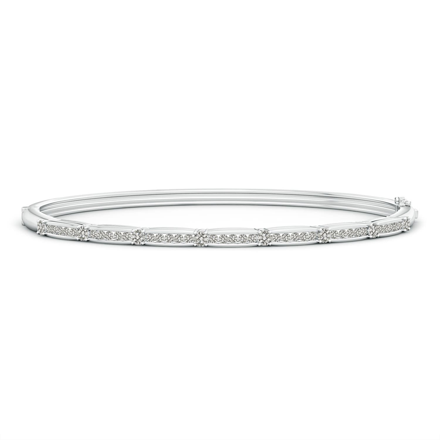 2.2mm KI3 Channel-Set Diamond Bangle Bracelet with Hinged Clip in White Gold