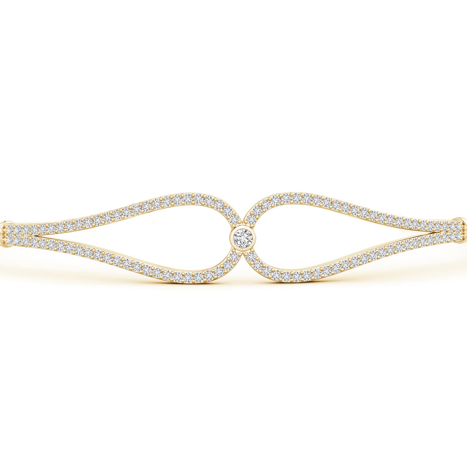 1.9mm HSI2 Prong-Set Round Diamond Teardrop Flex Tube Bangle in Yellow Gold - side 1