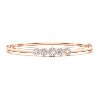 3.6mm HSI2 Graduating Diamond Halo Bangle Bracelet in 9K Rose Gold