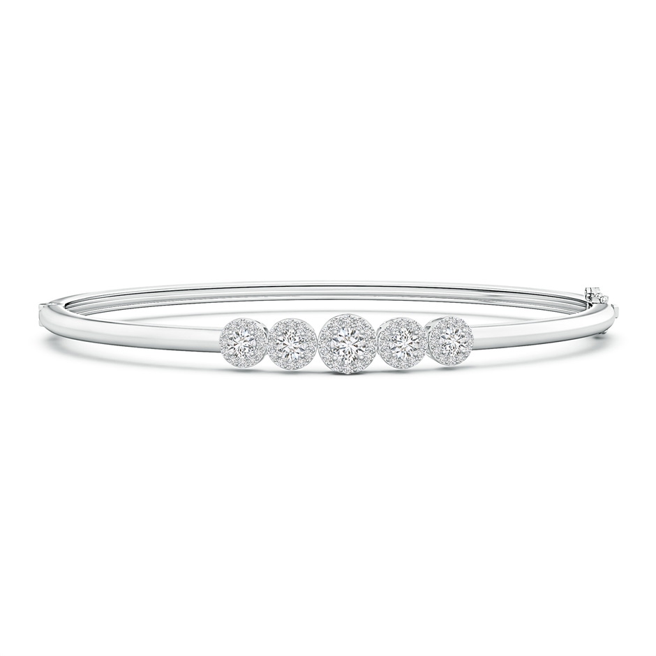 3.6mm HSI2 Graduating Diamond Halo Bangle Bracelet in White Gold 