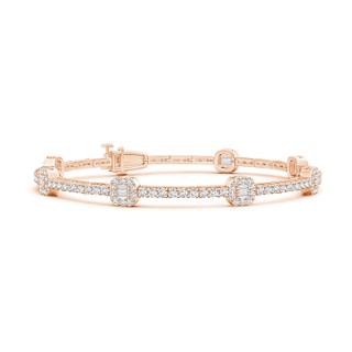 2x1mm GVS2 Baguette and Round Diamond Station Stackable Bracelet in 10K Rose Gold