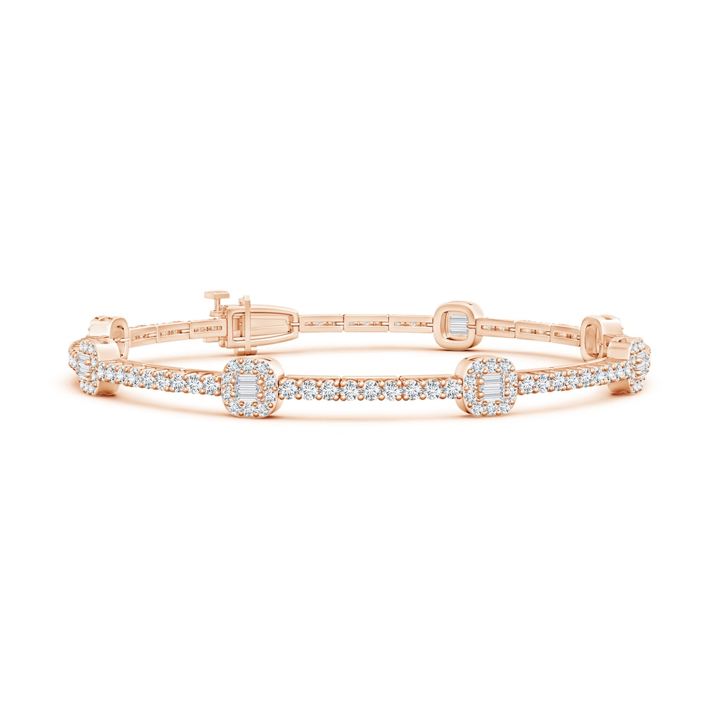 2x1mm GVS2 Baguette and Round Diamond Station Stackable Bracelet in Rose Gold 