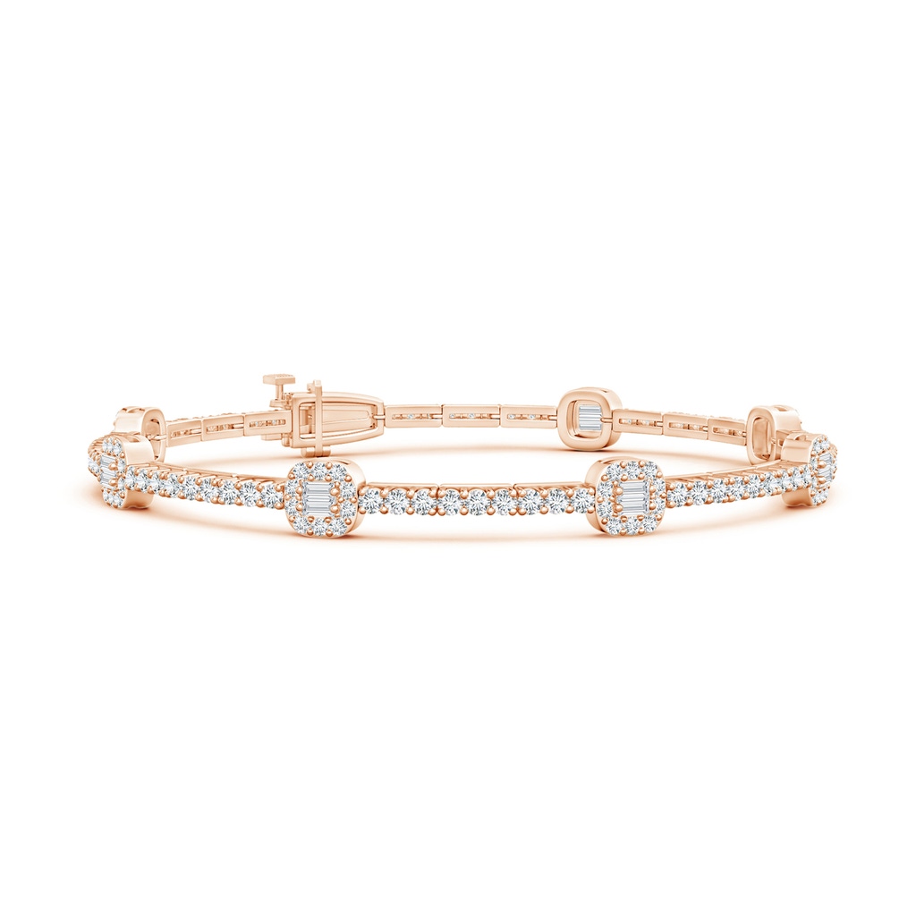 2x1mm GVS2 Baguette and Round Diamond Station Stackable Bracelet in Rose Gold