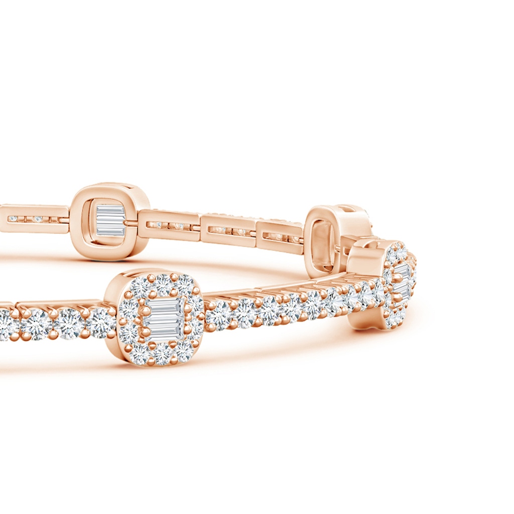 2x1mm GVS2 Baguette and Round Diamond Station Stackable Bracelet in Rose Gold Side-1