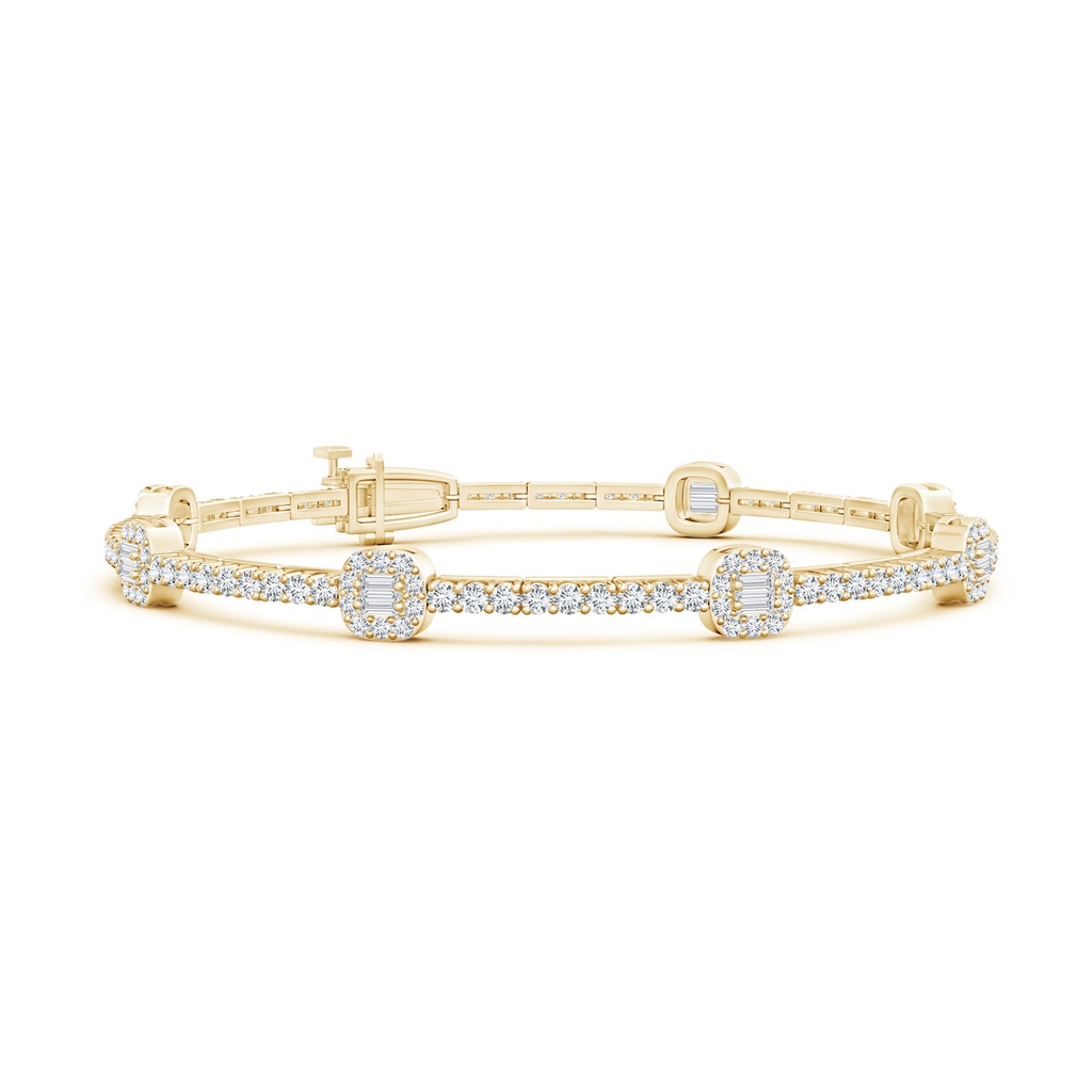 2x1mm GVS2 Baguette and Round Diamond Station Stackable Bracelet in Yellow Gold