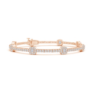 2x1mm HSI2 Baguette and Round Diamond Station Stackable Bracelet in Rose Gold