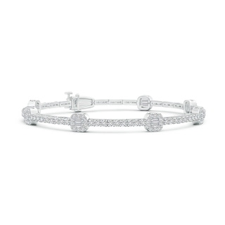 2x1mm HSI2 Baguette and Round Diamond Station Stackable Bracelet in White Gold