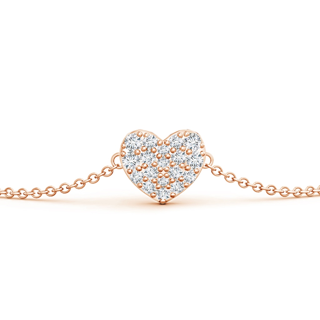 1.55mm GVS2 Prong-Set Round Diamond Heart Chain Bracelet in Rose Gold - side 1