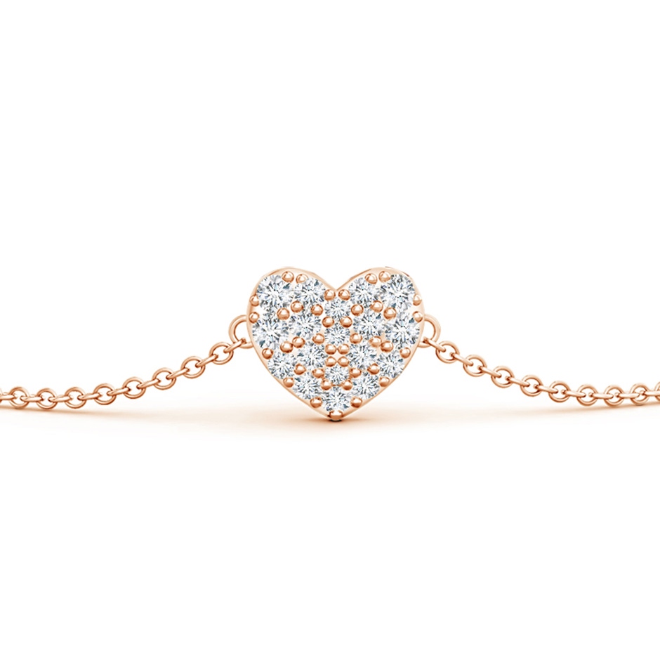 1.55mm GVS2 Prong-Set Round Diamond Heart Chain Bracelet in Rose Gold side 1