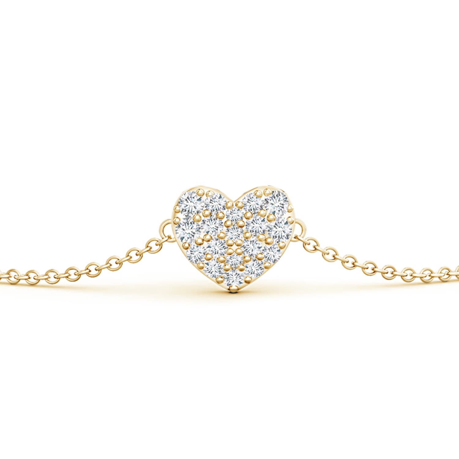 1.55mm GVS2 Prong-Set Round Diamond Heart Chain Bracelet in Yellow Gold - side 1